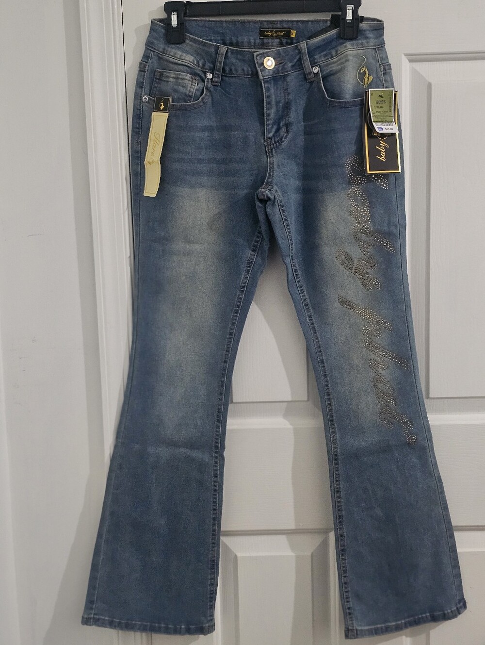 Baby Phat Juniors 5 Rhinestone Flare Jeans Y2K NWT